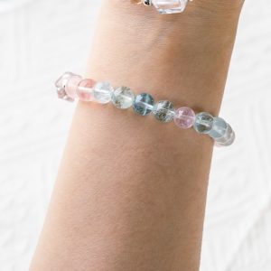 Summer Light | Morganite Bracelet - Morganite, rose quartz, sterling silver bracelet product photograph